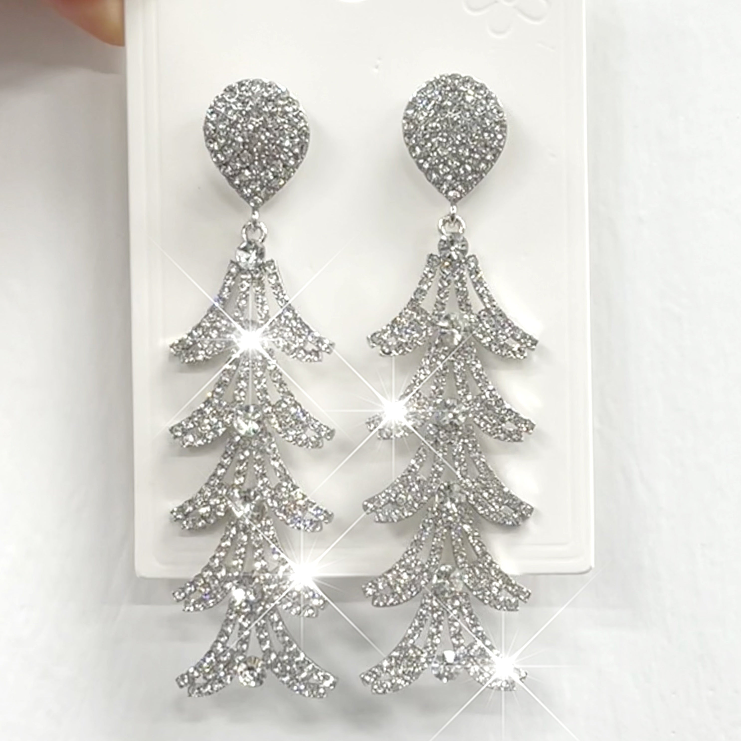 Fashion 2pcs Set: Women'S Long Geometric Zirconia Fringed Earrings, Hypoallergenic - Perfect for Parties And Everyday Elegance, Giving Precious Gifts to Relatives And Friends