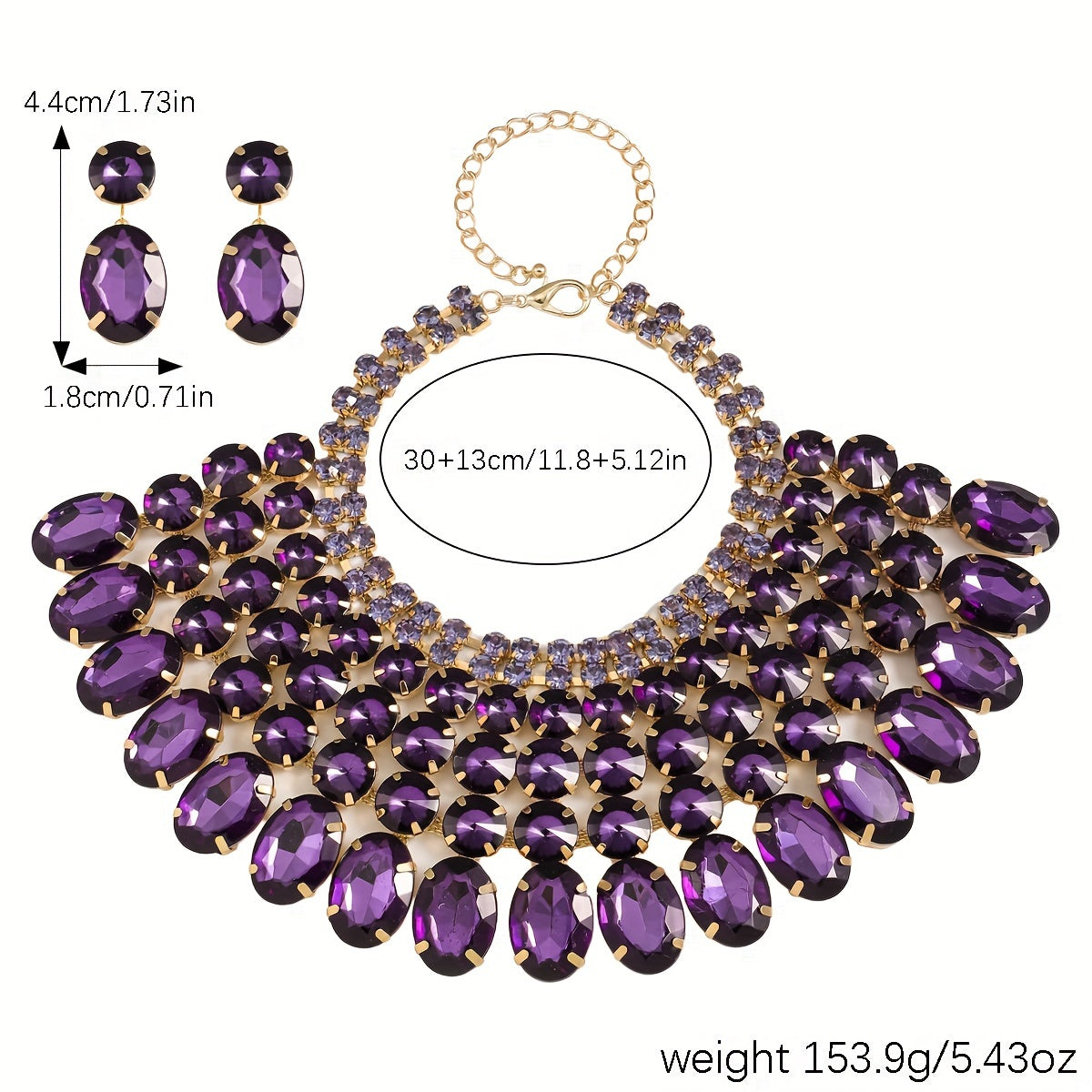 European And American Geometric Shapes, Unique Personalities, Light Luxury, High-End Rhinestone Earrings And Necklaces for Women, Essential Jewelry for Attending High-End Banquets, Weddings, And Parties, And The Most Precious Gift for Family And Frie
