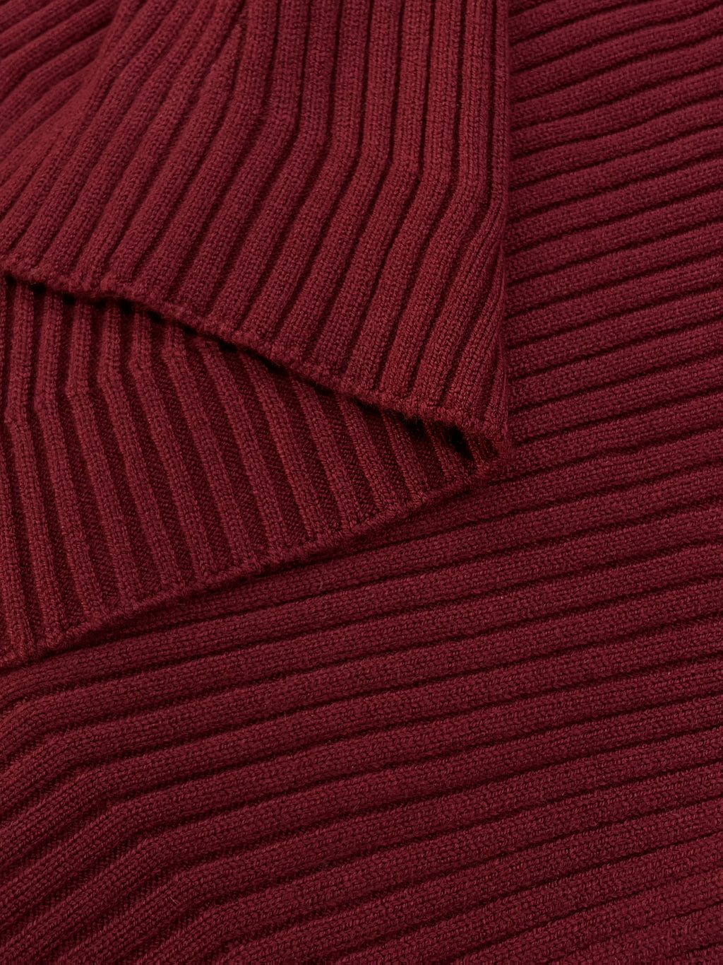 Elegant V-Neck Ribbed Sweater for Women - Long Sleeve Slim Fit Pullover with Cross Hem, Machine Washable All-Season Top, Burgundy Solid Color
