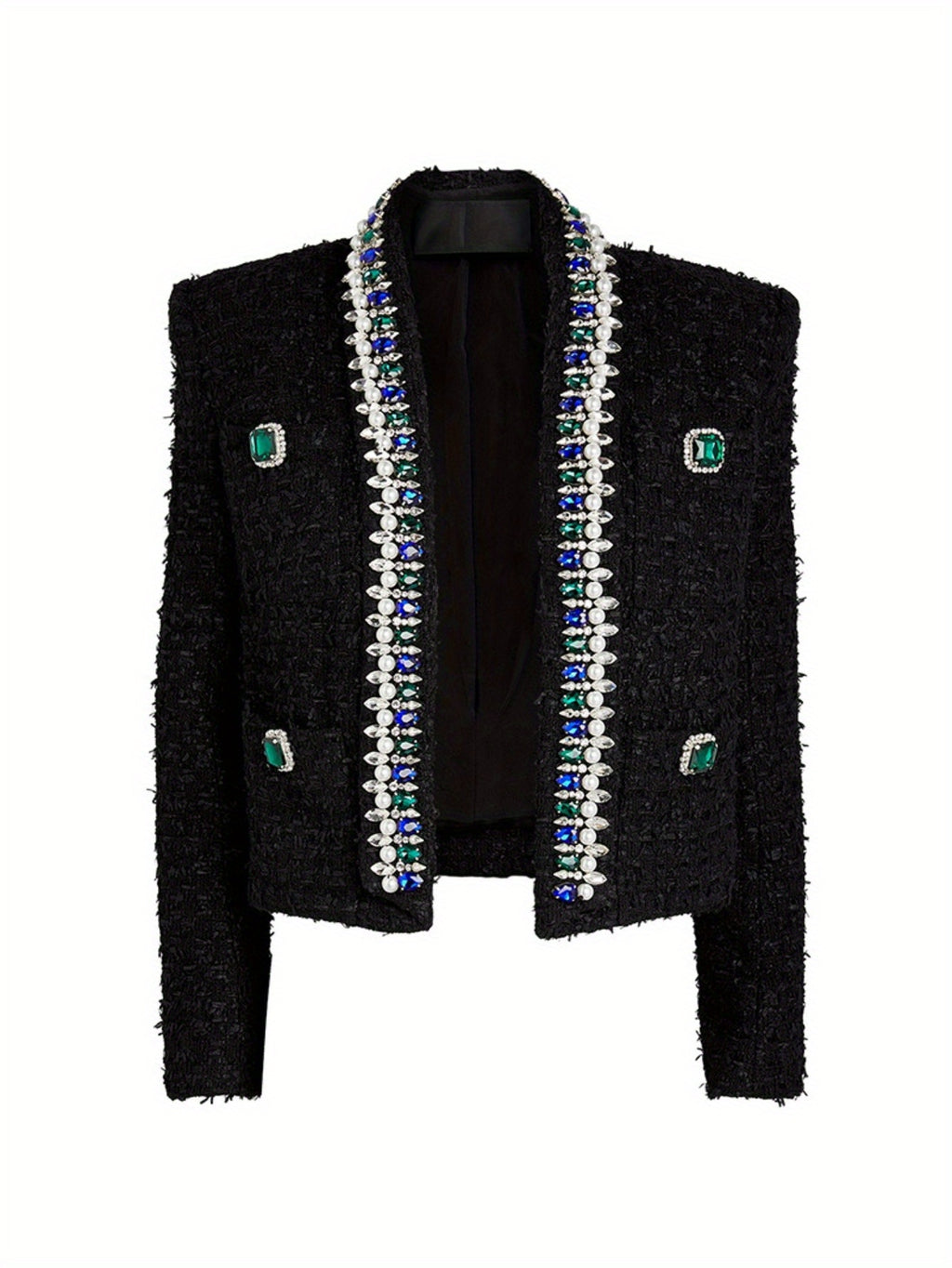 Black high-end heavy industry beaded jacket, teacher outfits for women, outfits for teachers, business casual outfits for women