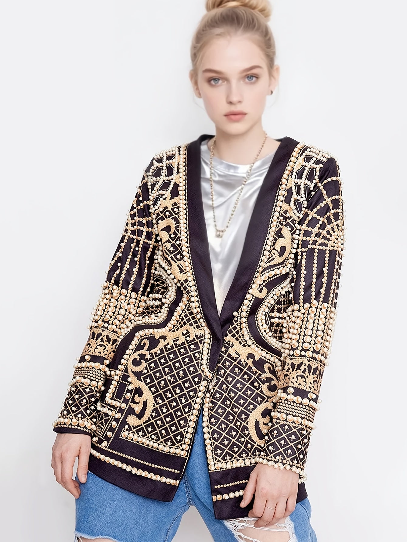 Women'S Heavy Industry Studded Blazer For Formal Occasions, Outfits For Teachers, Outfits For Woman.