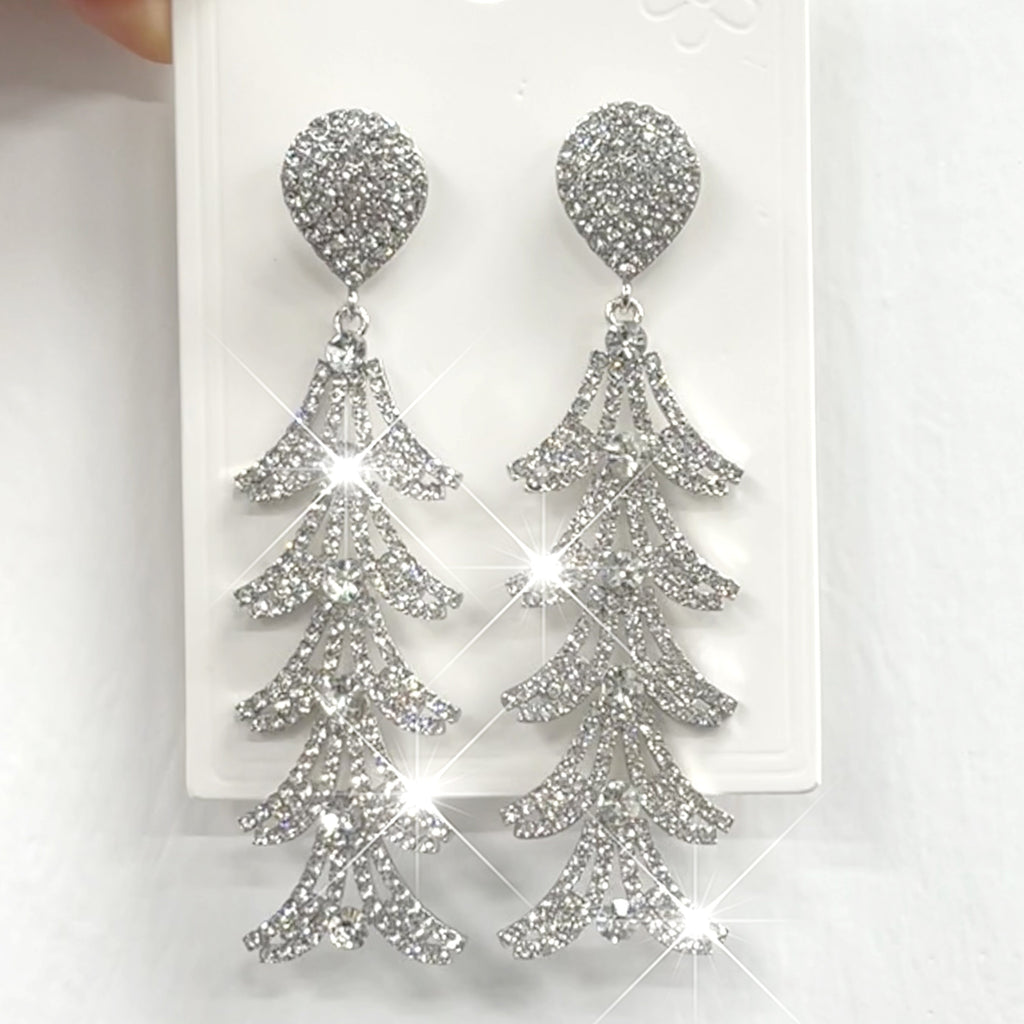 Fashion 2pcs Set: Women'S Long Geometric Zirconia Fringed Earrings, Hypoallergenic - Perfect for Parties And Everyday Elegance, Giving Precious Gifts to Relatives And Friends