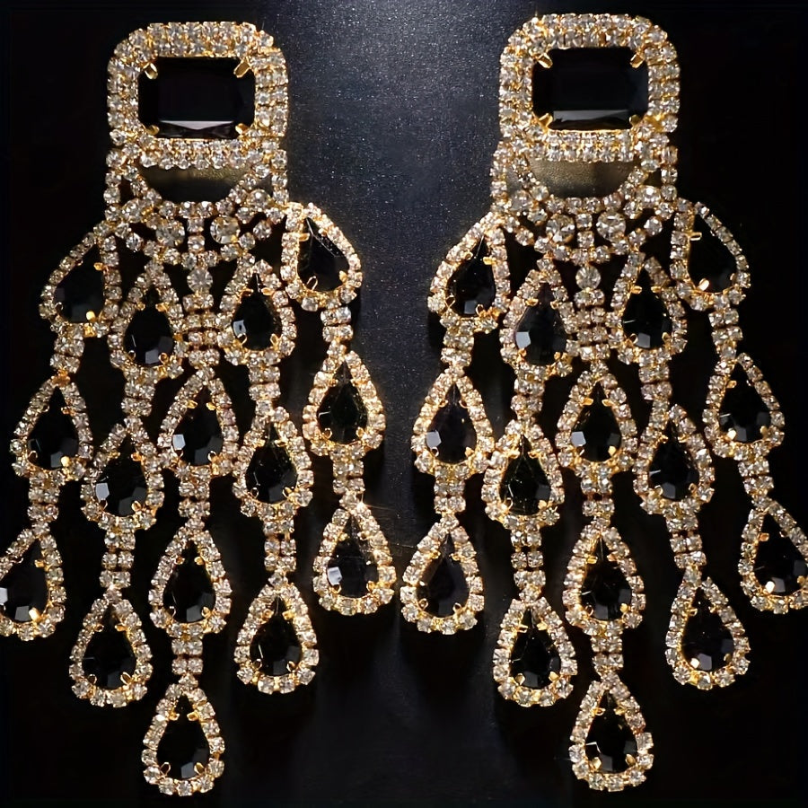 Luxurious Gemstone Large Ear Ornaments - The New Fashion Show Features Exaggerated High-end Multi-layer Water Drop Earrings