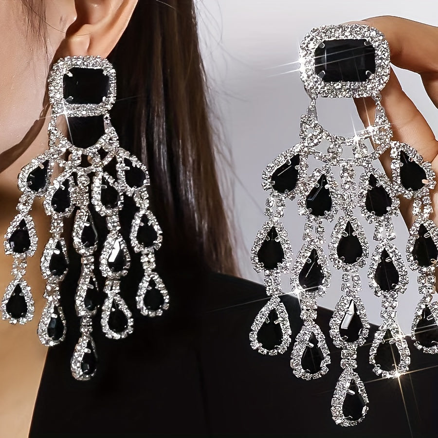 Luxurious Gemstone Large Ear Ornaments - The New Fashion Show Features Exaggerated High-end Multi-layer Water Drop Earrings
