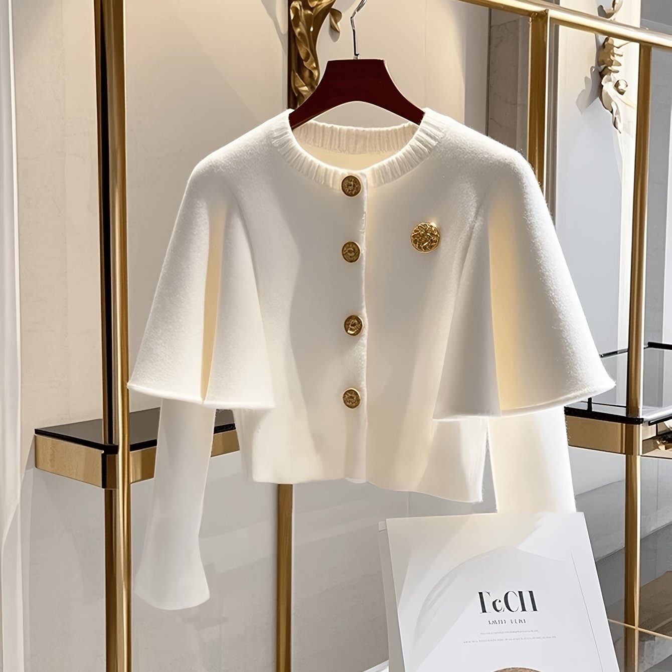 Chic White Cardigan for Women - Elegant Short Sleeve, Button-Up Crop Top with Ribbed Detailing, Perfect for Fall\u002FWinter, Versatile Layering Piece, Stylish Outerwear | Chic Cardigan | Construction, Sweater Cardigan