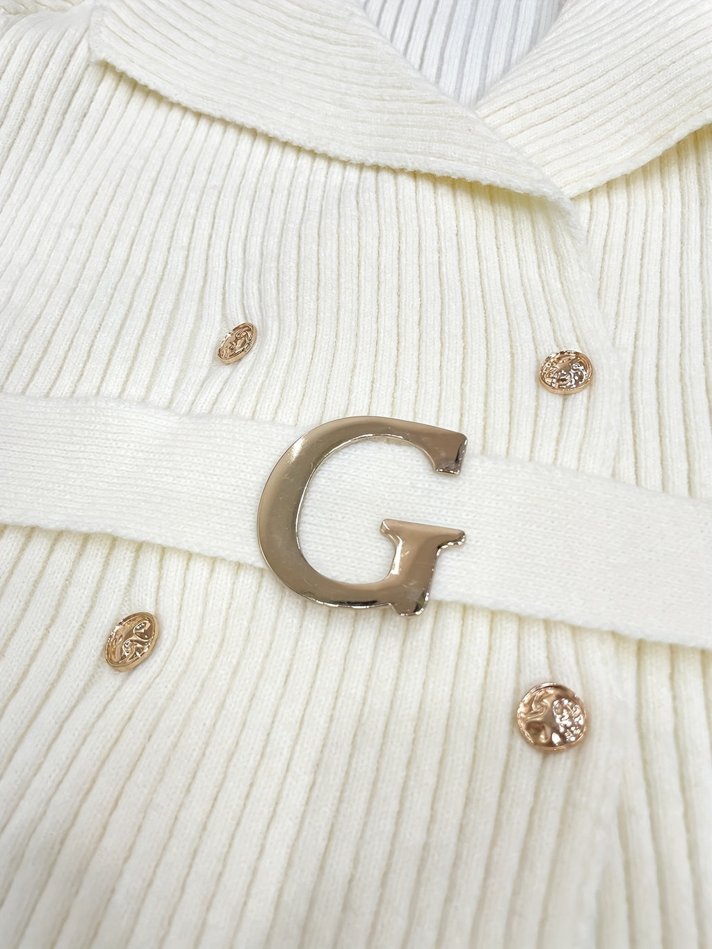 Chic White Collared Sweater Jacket for Women - Elegant Long Sleeve, Button-Up Front, Cinched Waist, Medium Stretch, Perfect for Fall\u002FWinter, Stylish Outerwear|Sophisticated Style| Construction