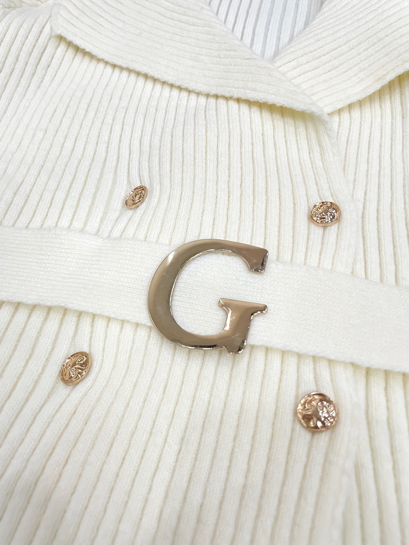 Chic White Collared Sweater Jacket for Women - Elegant Long Sleeve, Button-Up Front, Cinched Waist, Medium Stretch, Perfect for Fall\u002FWinter, Stylish Outerwear|Sophisticated Style| Construction