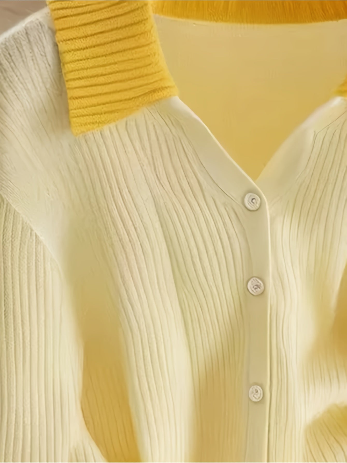 Women'S Yellow Dopamine Cardigan - Casual Chic Open Front Sweater with Button Details, Medium Stretch, Long Sleeves, Perfect for Spring\u002FFall Outfits, Spring Fall Wear | Chic Cardigan | Construction, Sweater Dress