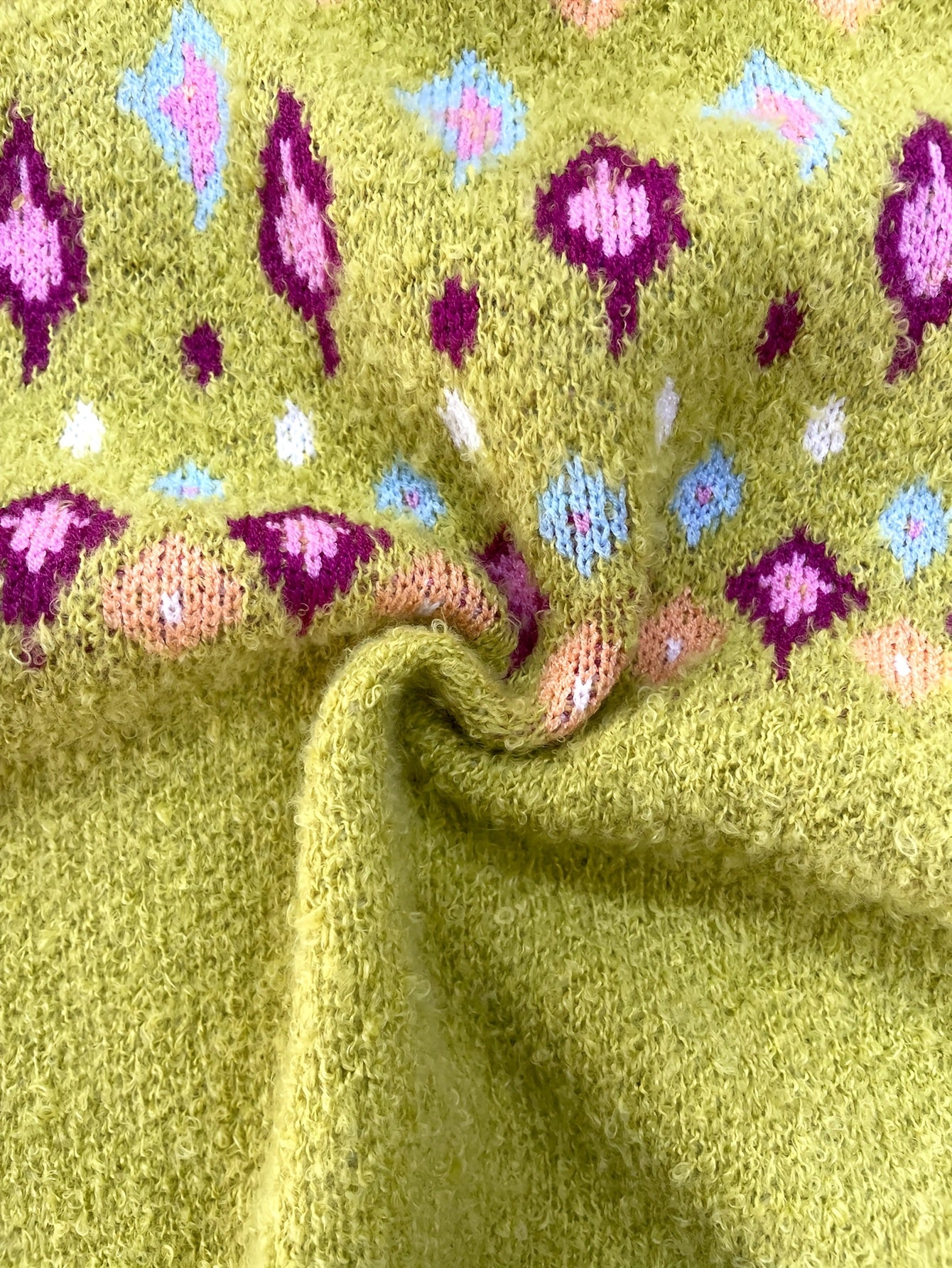 Stylish Green & Multicolor Geometric Pattern Knit Cardigan - Casual V-Neck, Polyester, Ideal for Fall\u002FWinter, Ladies Cardigans