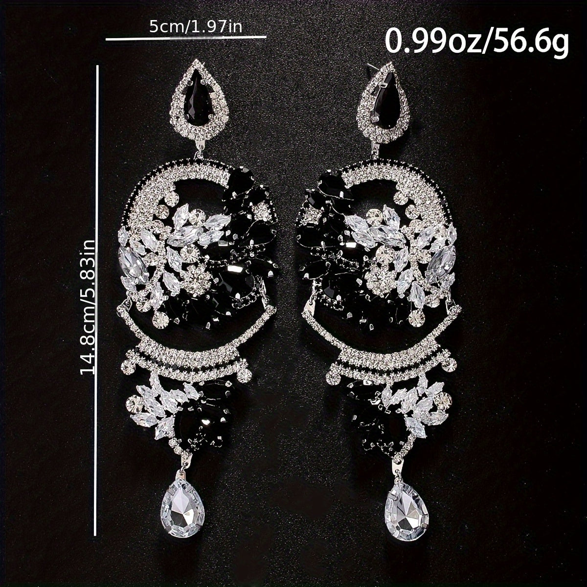 Elegant Vintage-Inspired Black Rhinestone Dangle Earrings for Women - Sparkling Silver Plated Alloy, Perfect for Daily & Party Occasions, Everyday Earrings|Vintageinspired Earrings|Dangle Earring Design, Earrings for Women