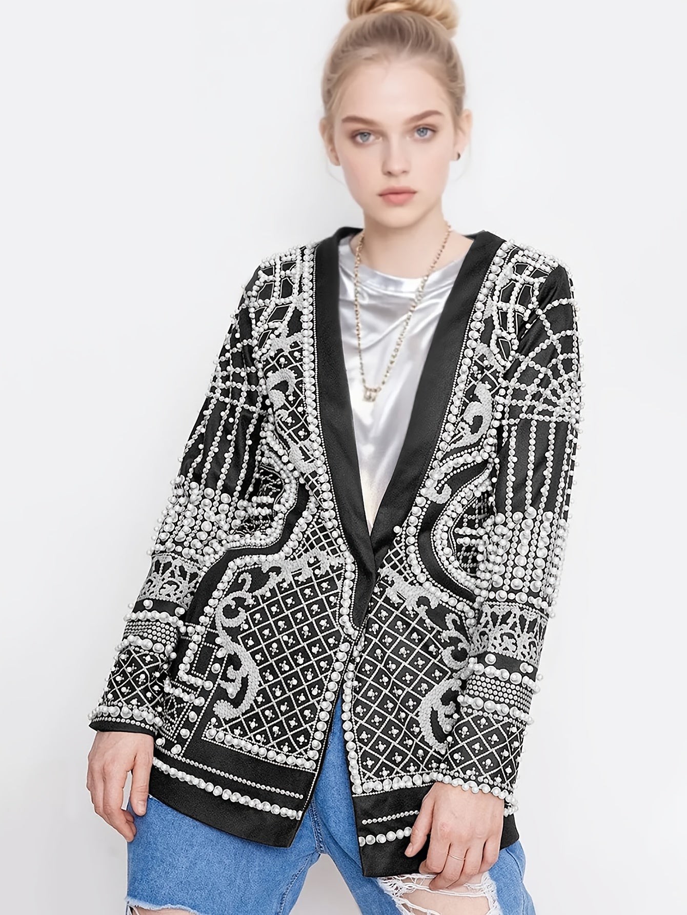 Women'S Heavy Industry Studded Blazer For Formal Occasions, Outfits For Teachers, Outfits For Woman.