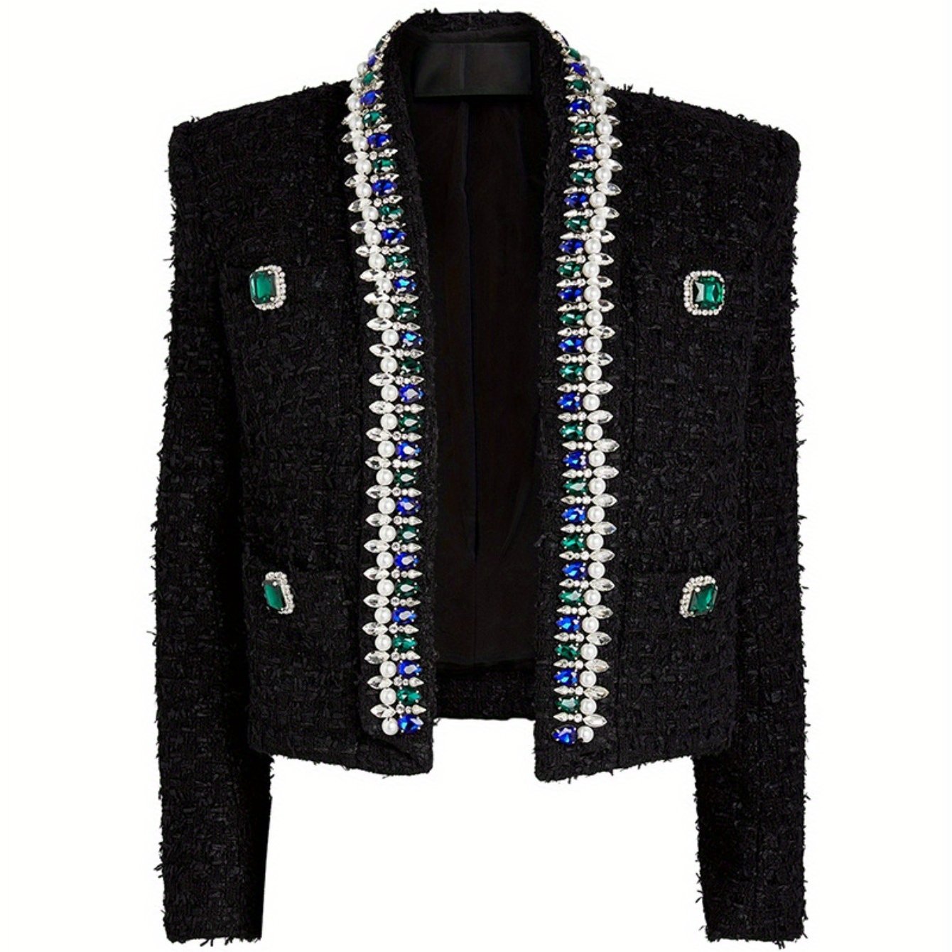 Black high-end heavy industry beaded jacket, teacher outfits for women, outfits for teachers, business casual outfits for women