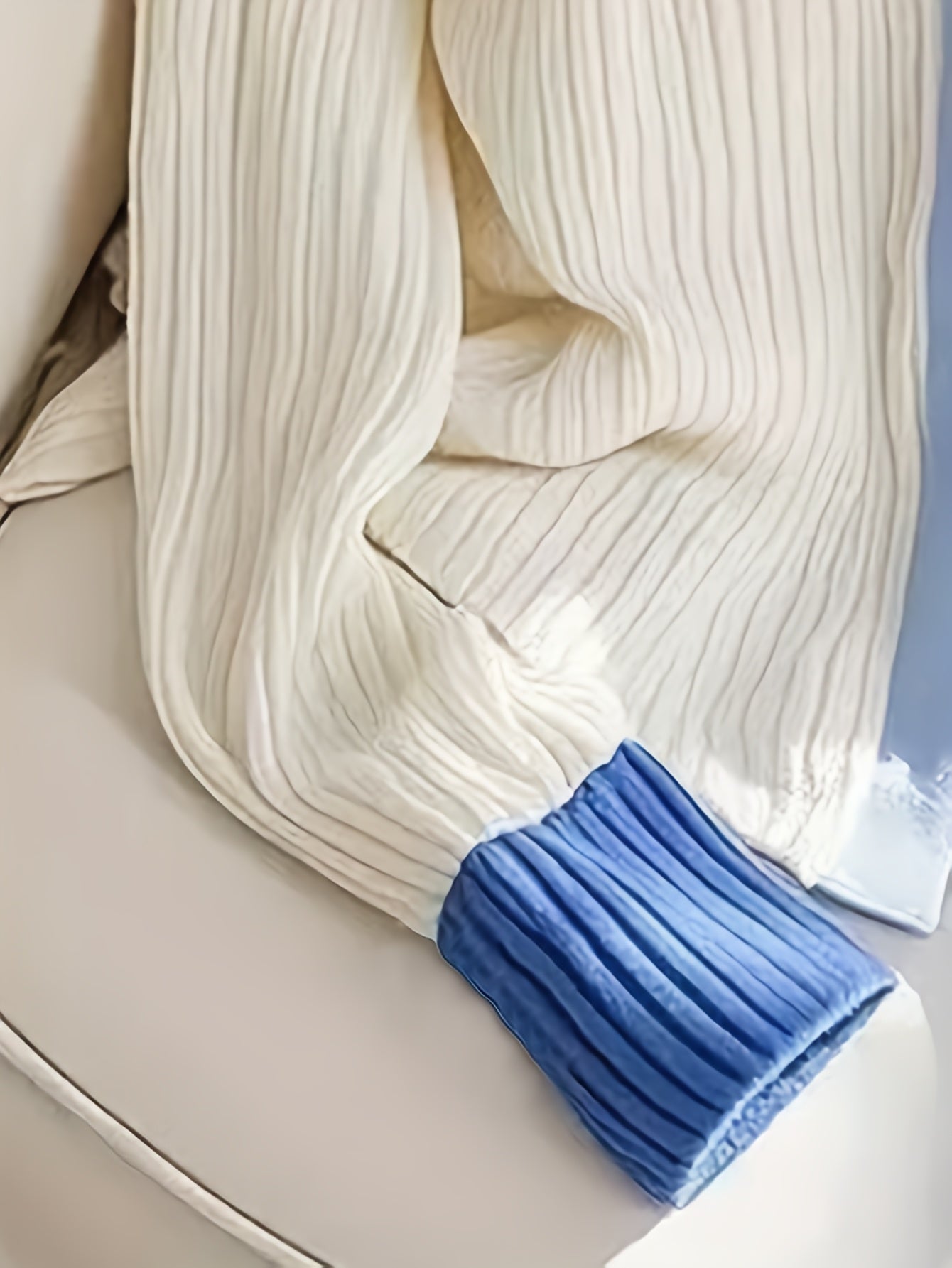 Color-blocked Knitwear Off-Shoulder Design Premium Top Fashionable Trendy Layering Cardigan Long-Sleeve T-Shirt