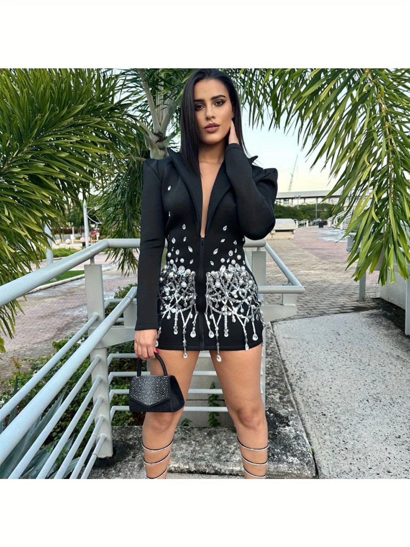 Women'S Heavy Industry Studded Blazer For Formal Occasions. Outfits Fot Teachers, Women'S Formal Occasion Suits, Women'S Back-to- Season Suits, Suitable For Teachers And To Participate In The Opening Ceremony