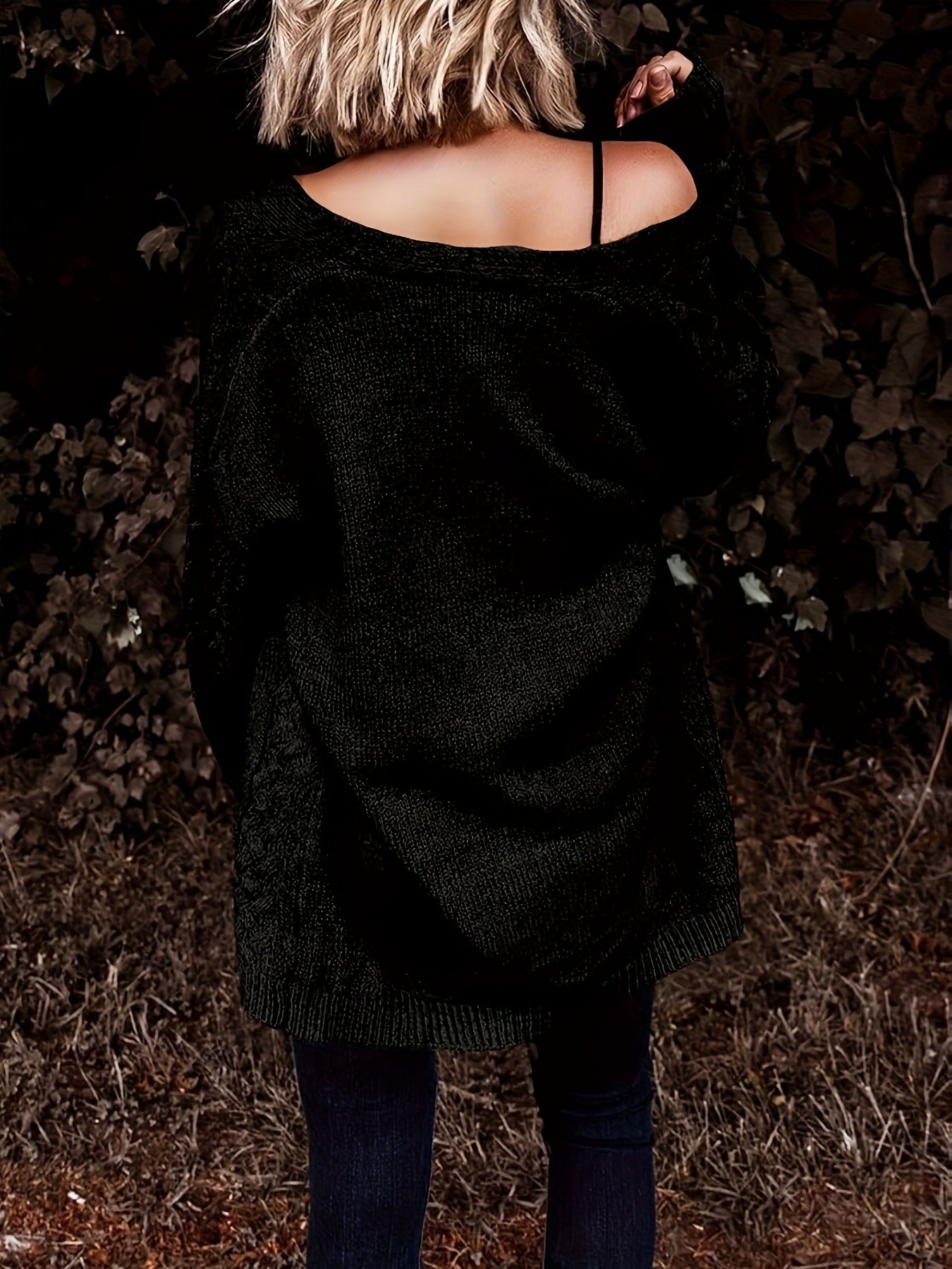 Women's Casual Longline Cardigan with Cross-Over Front Design - Open Front Button-Up Machine-Washable Sweater for Fall\u002FWinter Layering, Solid Color, Cardigan, Cozy Fall Apparel, Textured Knitwear
