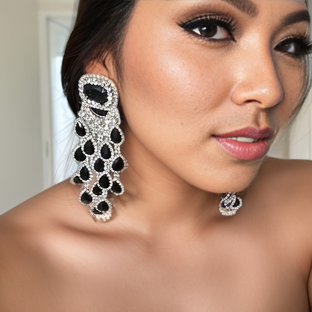 Luxurious Gemstone Large Ear Ornaments - The New Fashion Show Features Exaggerated High-end Multi-layer Water Drop Earrings