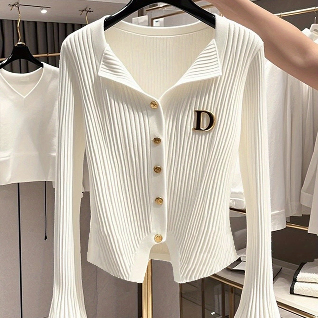Women'S Slim-Fit Ribbed Cardigan with \