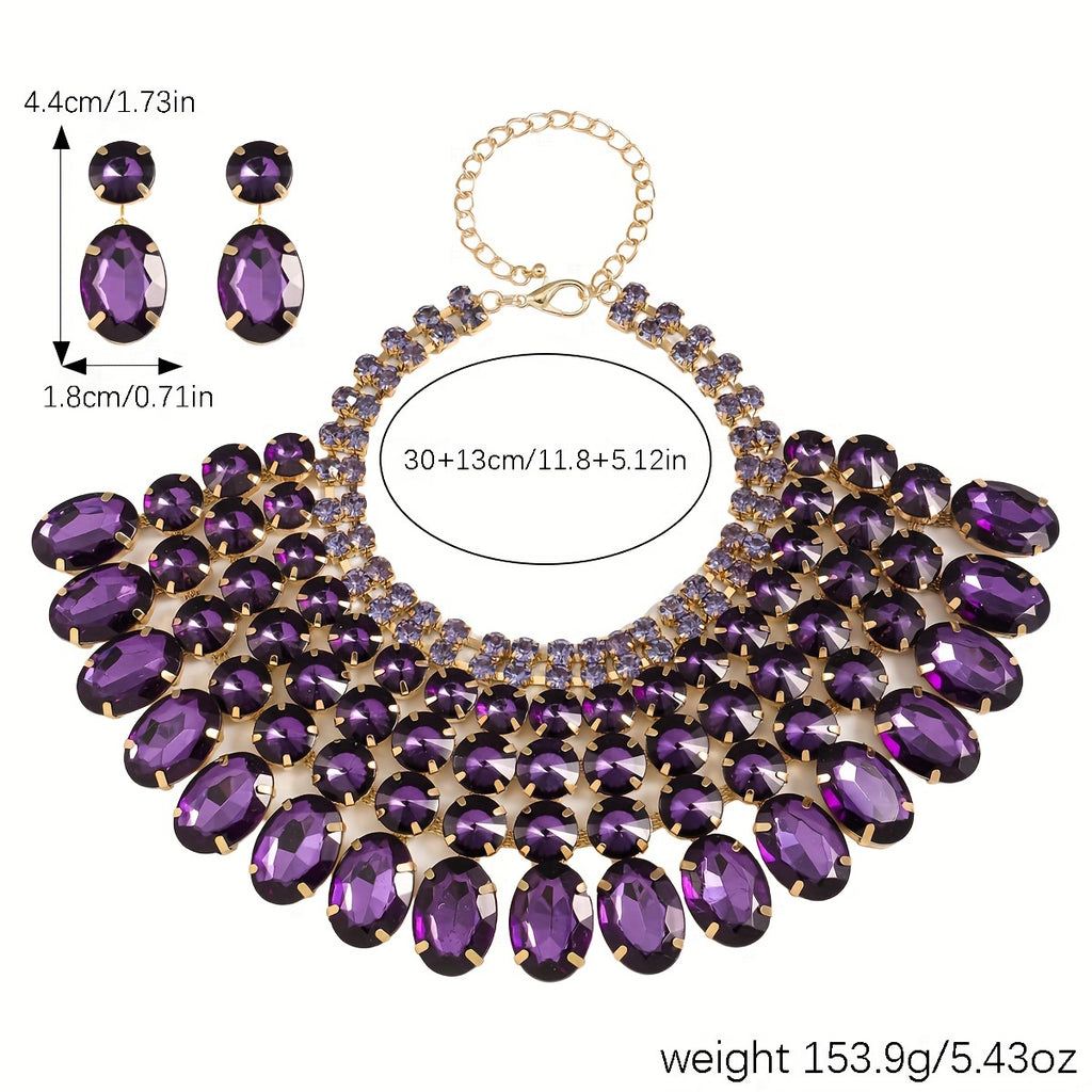 European And American Geometric Shapes, Unique Personalities, Light Luxury, High-End Rhinestone Earrings And Necklaces for Women, Essential Jewelry for Attending High-End Banquets, Weddings, And Parties, And The Most Precious Gift for Family And Frie