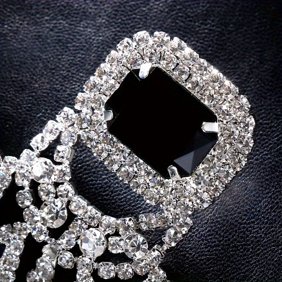 Luxurious Gemstone Large Ear Ornaments - The New Fashion Show Features Exaggerated High-end Multi-layer Water Drop Earrings