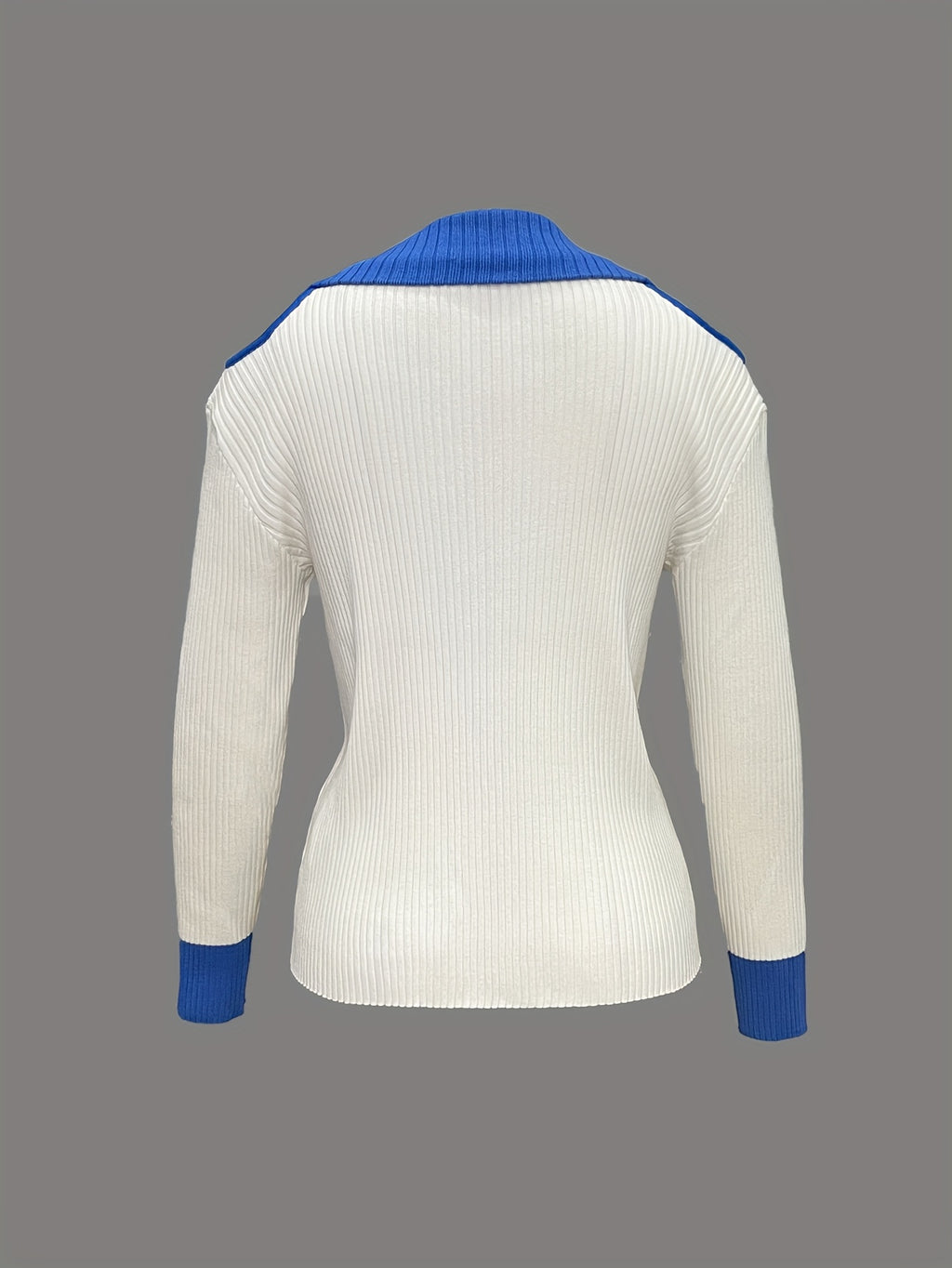 Color-blocked Knitwear Off-Shoulder Design Premium Top Fashionable Trendy Layering Cardigan Long-Sleeve T-Shirt