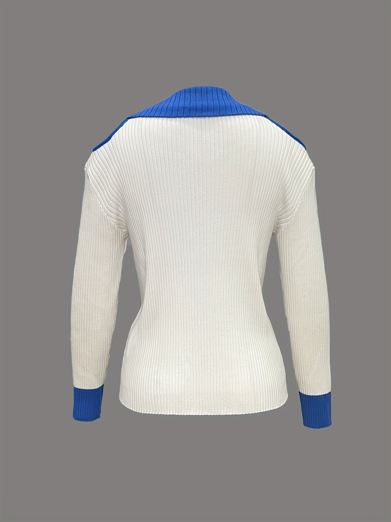 Color-blocked Knitwear Off-Shoulder Design Premium Top Fashionable Trendy Layering Cardigan Long-Sleeve T-Shirt