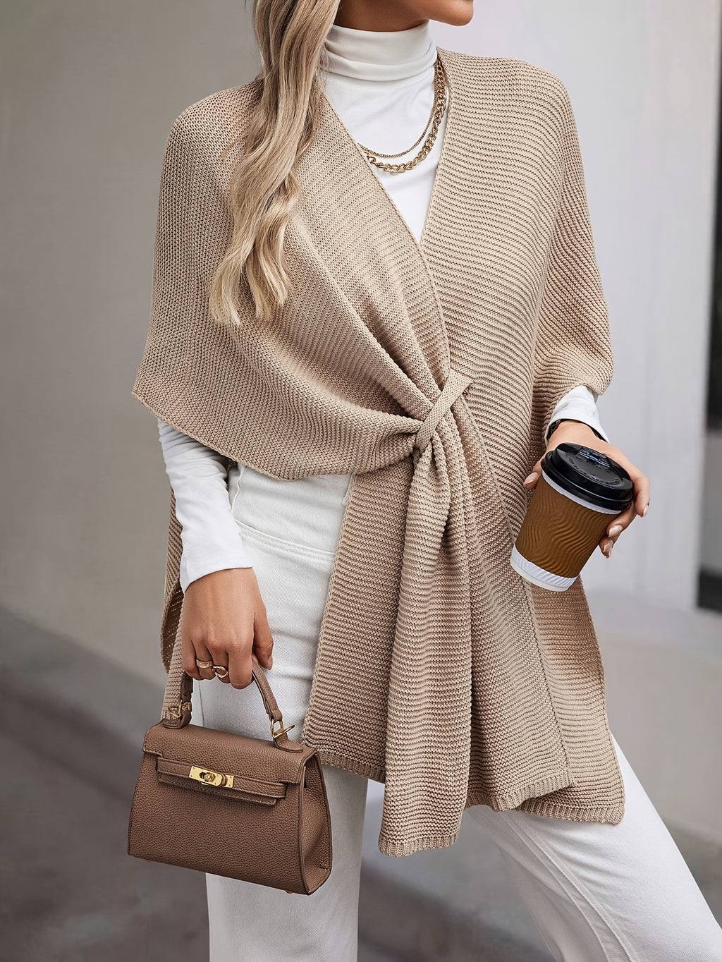 Women's V-Neck Cross-Front Open Front Cape Sleeve Cardigan - Lightweight Spring\u002FSummer Loose Fit Machine Washable Solid Color Elegant Resort Wear, Ladies Cardigans