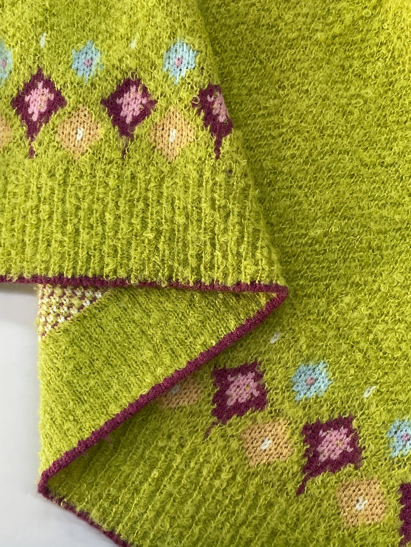 Stylish Green & Multicolor Geometric Pattern Knit Cardigan - Casual V-Neck, Polyester, Ideal for Fall\u002FWinter, Ladies Cardigans