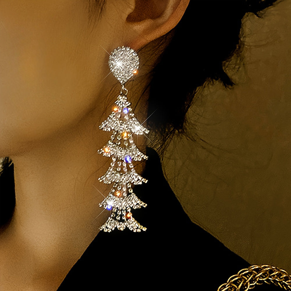 Fashion 2pcs Set: Women'S Long Geometric Zirconia Fringed Earrings, Hypoallergenic - Perfect for Parties And Everyday Elegance, Giving Precious Gifts to Relatives And Friends