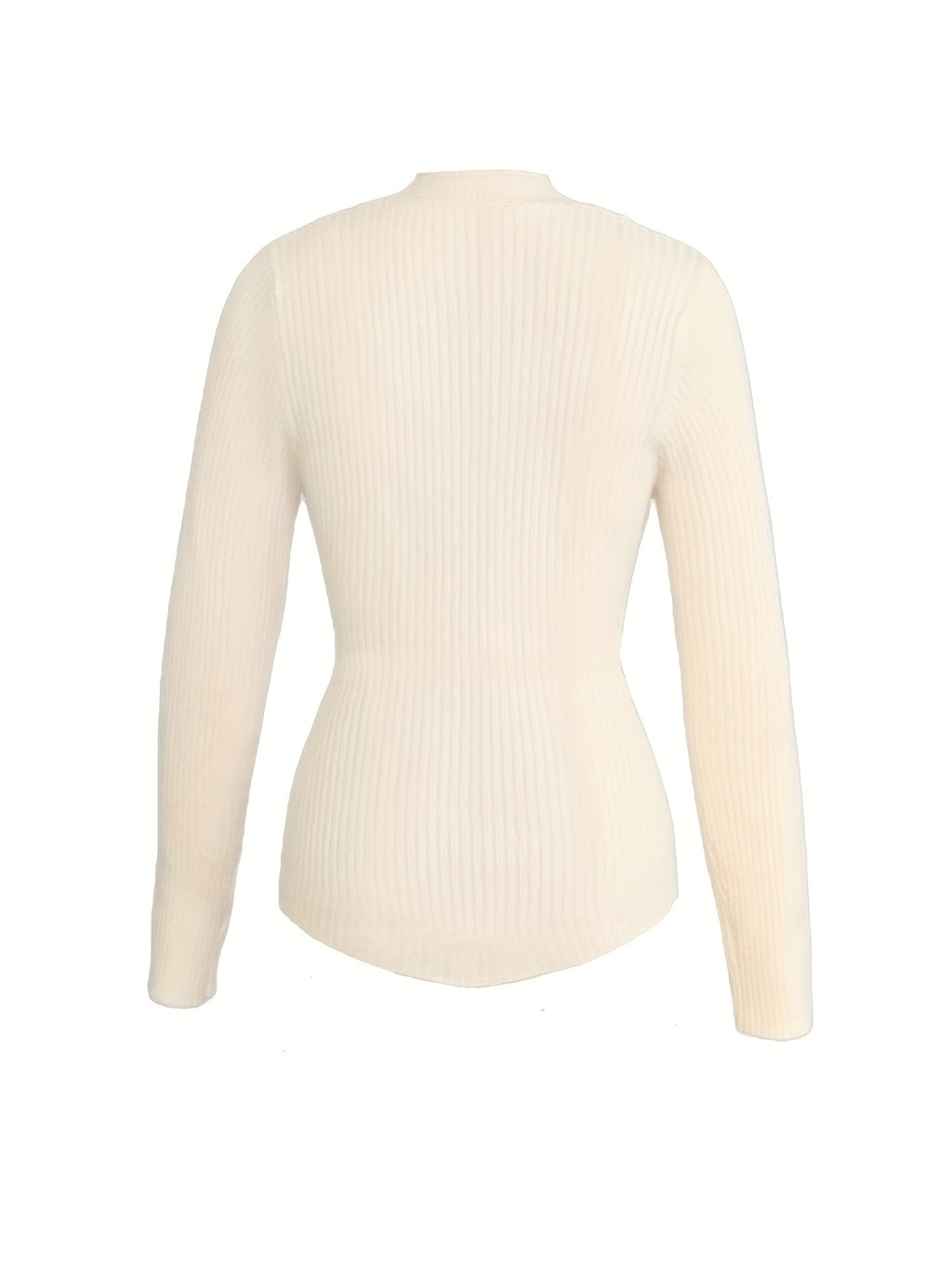 Women's Elegant Asymmetrical V-Neck Cardigan - Slim Fit Long Sleeve Sweater with Waist Accent, Machine Washable All-Season Top for Casual & Formal Wear, Cardigan Sweater, Formal Sweater, Sleek Fabric, Smooth Texture