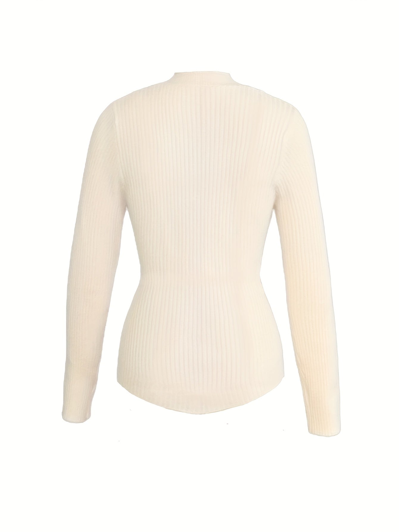 Women's Elegant Asymmetrical V-Neck Cardigan - Slim Fit Long Sleeve Sweater with Waist Accent, Machine Washable All-Season Top for Casual & Formal Wear, Cardigan Sweater, Formal Sweater, Sleek Fabric, Smooth Texture