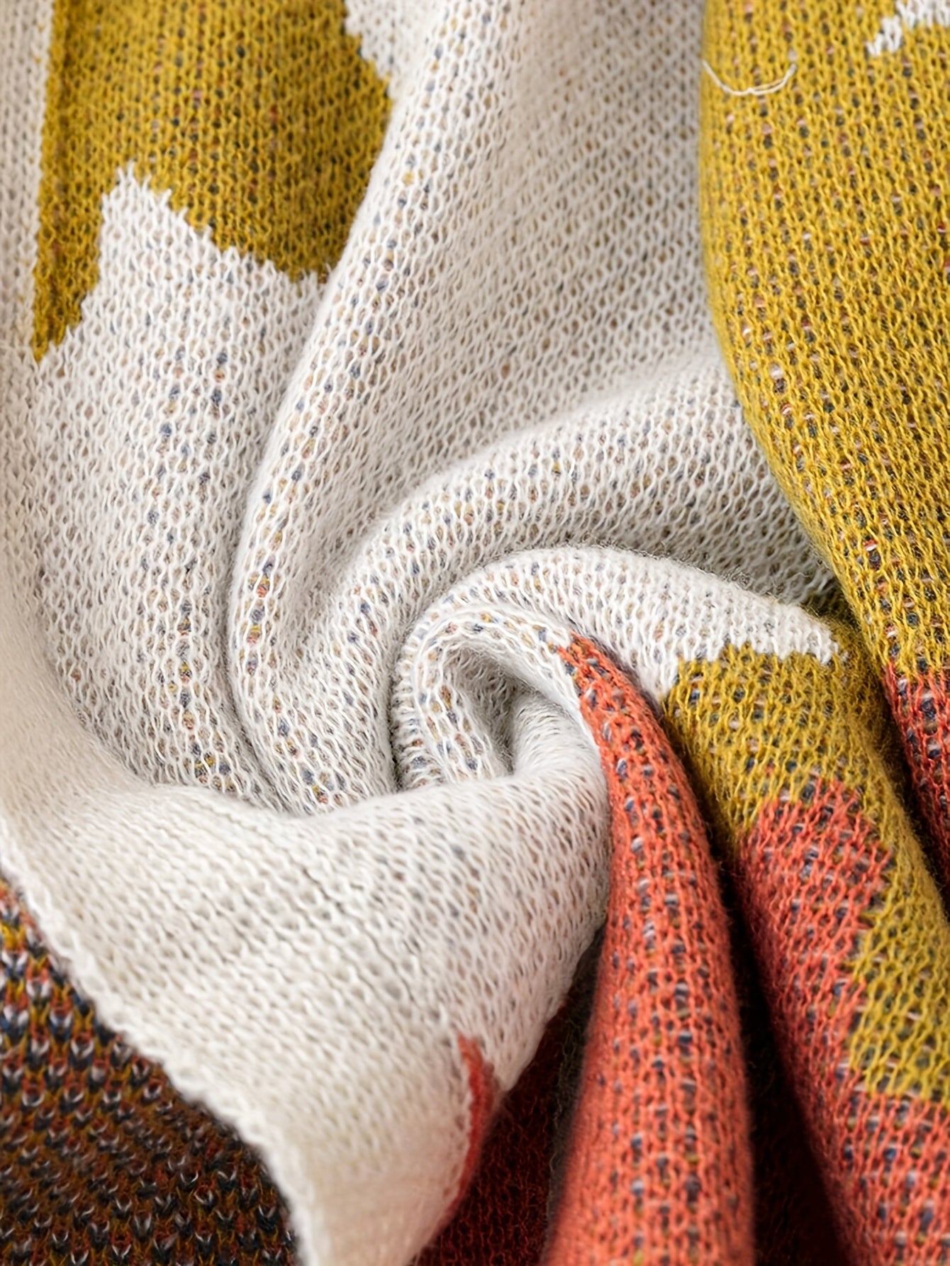 Casual Color-Block Cardigan Women's Casual Color-Block V-Neck Cardigan | Long Sleeve, Open Front, Beige, Navy Blue, Yellow, Red & White, Medium Stretch, Perfect for Fall\u002FWinter, Autumn Winter Cardigan | Vneck Cardigan | Texture