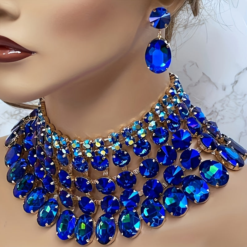 European And American Geometric Shapes, Unique Personalities, Light Luxury, High-End Rhinestone Earrings And Necklaces for Women, Essential Jewelry for Attending High-End Banquets, Weddings, And Parties, And The Most Precious Gift for Family And Frie